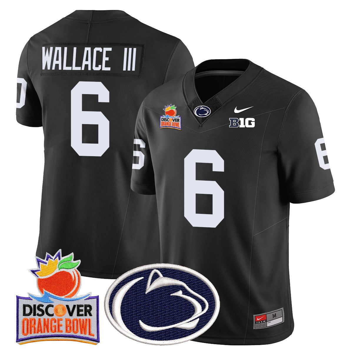 Penn State Nittany Lions 2024 Orange Bowl Jersey N1 – All Stitched – Black – Harrison Wallace III Jersey