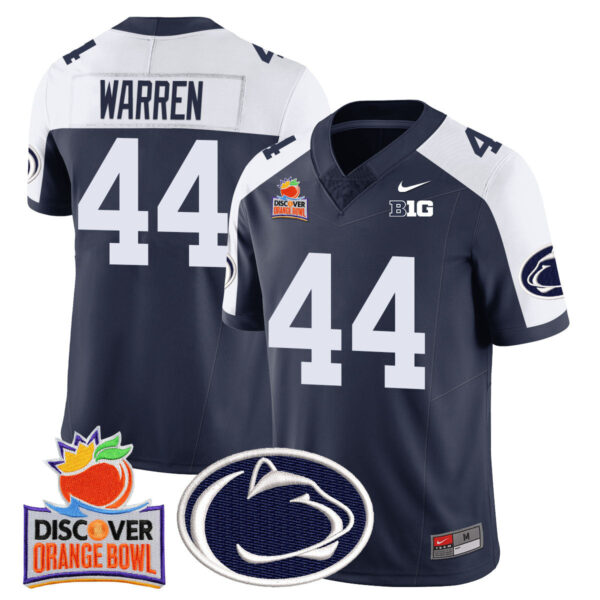 Penn State Nittany Lions 2024 Orange Bowl Jersey N1 – All Stitched – Navy Alternate – Tyler Warren Jersey