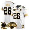 Detroit Lions 2024 NFC North Champions Gold Jersey N2 – All Stitched – Jahmyr Gibbs – 26 – White Gold Jersey