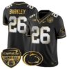 Penn State Nittany Lions Orange Bowl Patch Gold Vapor Limited Jersey – All Stitched – Black Limited – Saquon Barkley Jersey