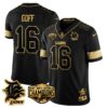 Detroit Lions 2024 NFC North Champions Gold Jersey – All Stitched – Jared Goff – 16 – Black Gold Jersey