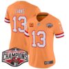 Women’s Tampa Bay Buccaneers Creamsicle 2024 NFC South Division Champions Patch Vapor Limited Jersey – All Stitched – Creamsicle – Mike Evans Jersey