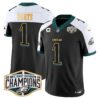 Eagles 2024 NFC East Division Champions Gold Trim Vapor Limited Jersey – All Stitched – Black Alternate – Jalen Hurts Jersey