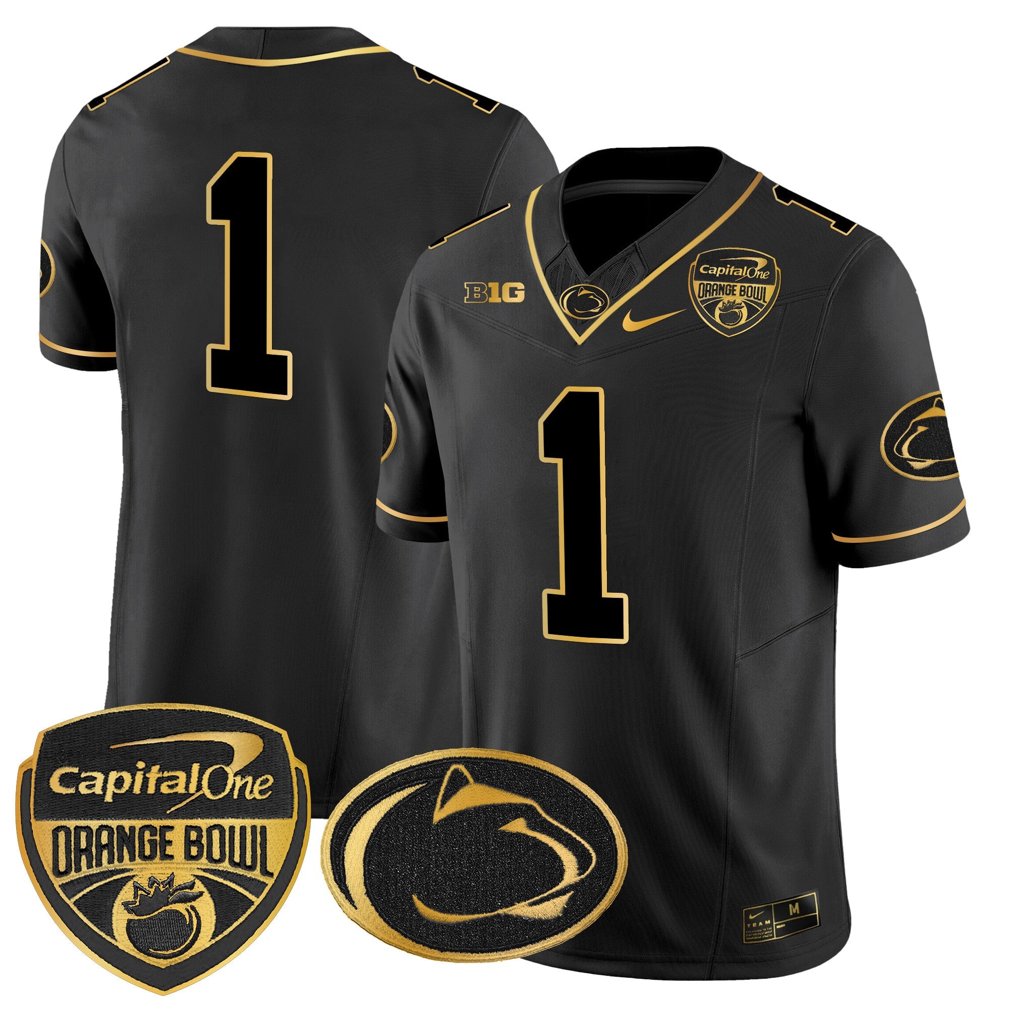Penn State Nittany Lions Orange Bowl Patch Gold Vapor Limited Jersey – All Stitched – Black Gold – #1 Team Jersey