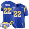 Los Angeles Rams 2024 NFC West Division Champions Jersey N1 – All Stitched – Blake Corum – 22 – Royal Jersey