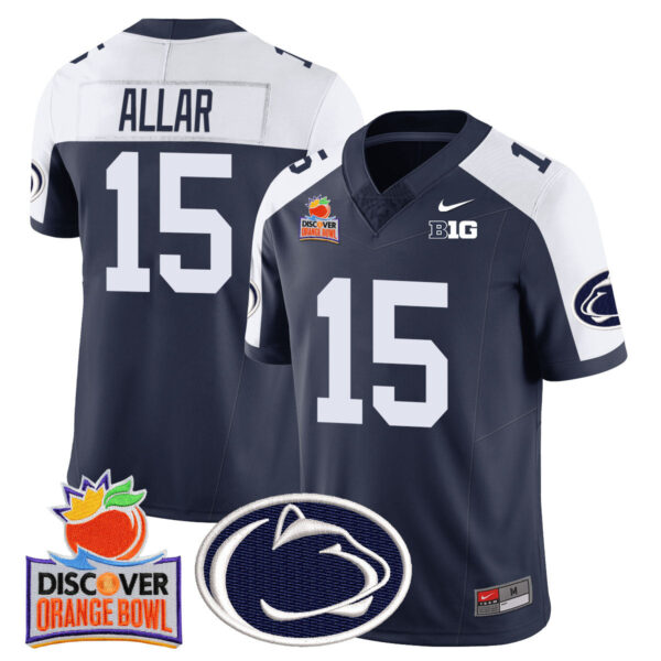Penn State Nittany Lions 2024 Orange Bowl Jersey N1 – All Stitched – Navy Alternate – Drew Allar Jersey