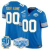 Detroit Lions 2024 NFC North Division Champions Patch Gold Trim Vapor Limited Custom Jersey – All Stitched – Blue Jersey