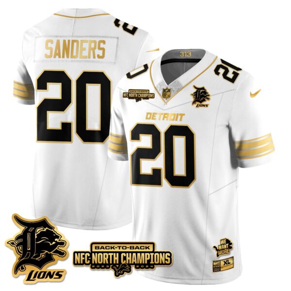 Detroit Lions – Barry Sanders – 20 – White Gold Jersey