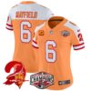 Women’s Tampa Bay Buccaneers Creamsicle 2024 NFC South Division Champions Patch Vapor Limited Jersey – All Stitched – Creamsicle Alternate – Baker Mayfield Jersey