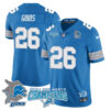 Detroit Lions 2024 NFC North Champions Gold Jersey N1 – All Stitched – Jahmyr Gibbs – 26 – Blue Jersey
