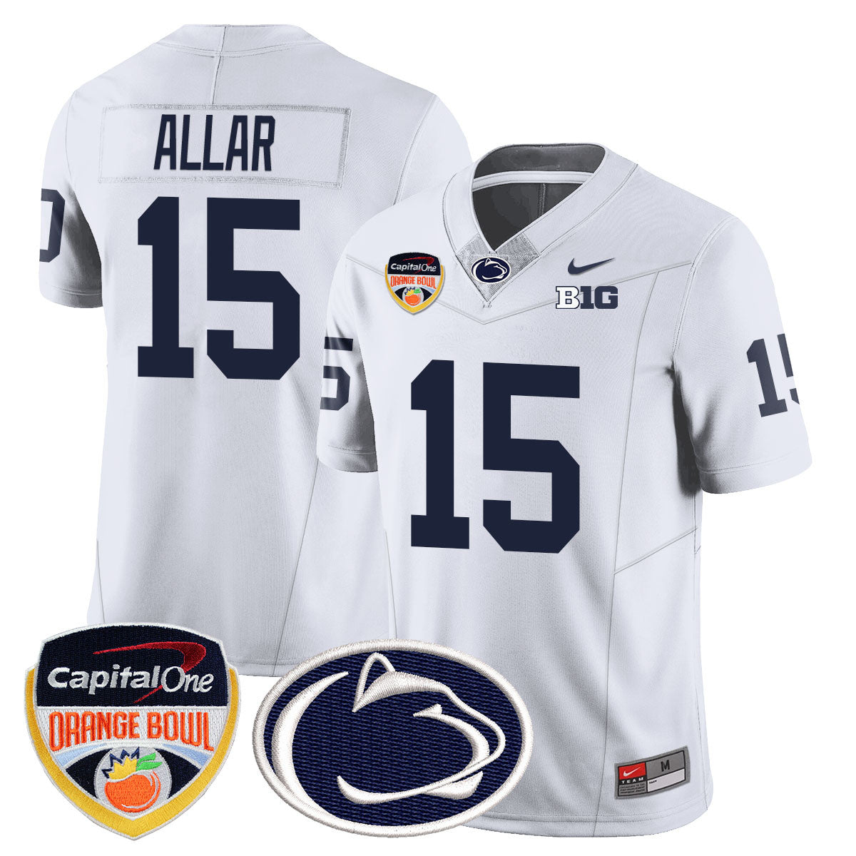 Penn State Nittany Lions 2024 Orange Bowl Jersey – All Stitched – White – Drew Allar Jersey