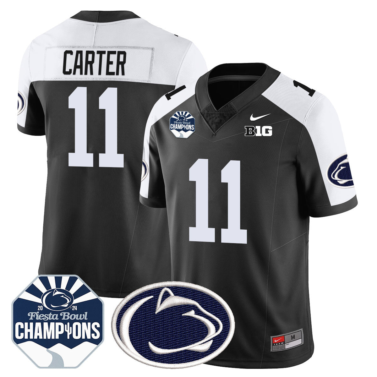Penn State Nittany Lions 2024 Fiesta Bowl Champions Jersey – All Stitched – Black Alternate – Abdul Carter Jersey
