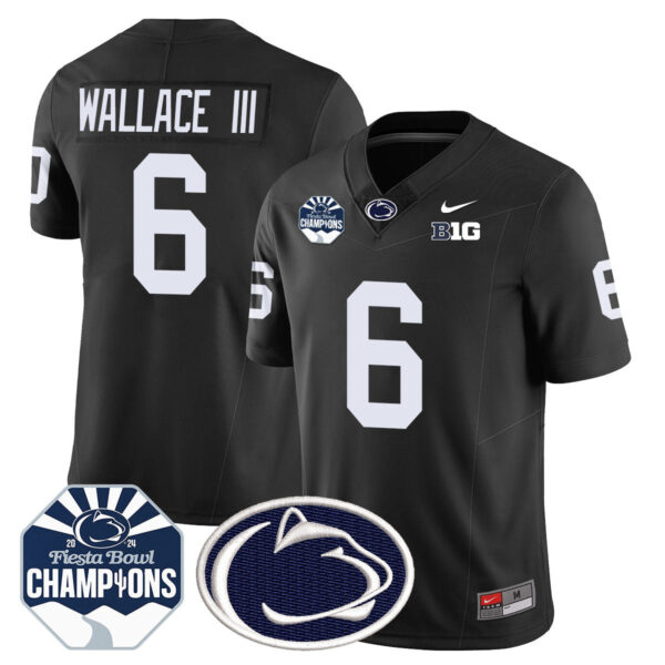 Penn State Nittany Lions 2024 Fiesta Bowl Champions Jersey – All Stitched – Black – Harrison Wallace III Jersey