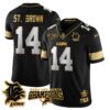 Detroit Lions 2024 NFC North Champions Gold Jersey N1 – All Stitched – Amon-Ra St. Brown – 14 – Black Limited Jersey