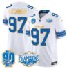 Detroit Lions 2024 NFC North Division Champions Patch Gold Trim Vapor Limited Jersey – All Stitched – White – Hutchinson Jersey