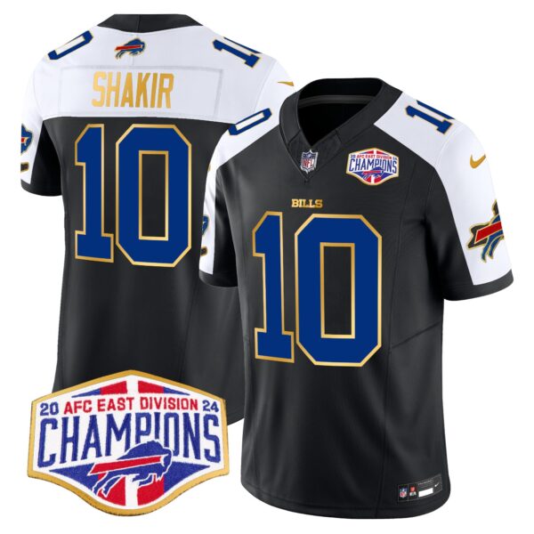 Bills 2024 AFC East Division Champions Gold Trim Vapor Limited Jersey – All Stitched – Black Alternate – Khalil Shakir Jersey