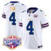 Bills 2024 AFC East Division Champions Gold Trim Vapor Limited Jersey – All Stitched – White – James Cook Jersey