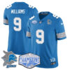 Detroit Lions 2024 NFC North Champions Gold Jersey – All Stitched – Jameson Williams – 9 – Blue Jersey