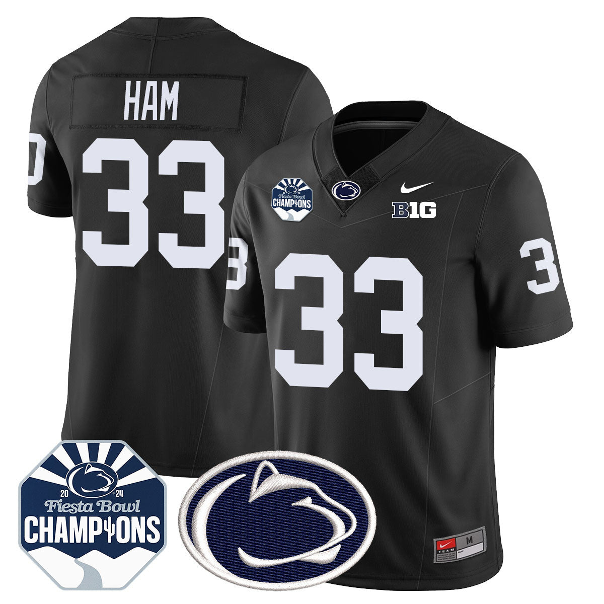 Penn State Nittany Lions 2024 Fiesta Bowl Champions Jersey – All Stitched – Black – Jack Ham Jersey