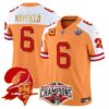 Buccaneers Creamsicle 2024 NFC South Division Champions Patch Gold Trim Vapor Limited Jersey – All Stitched – Creamsicle Alternate – Baker Mayfield Jersey