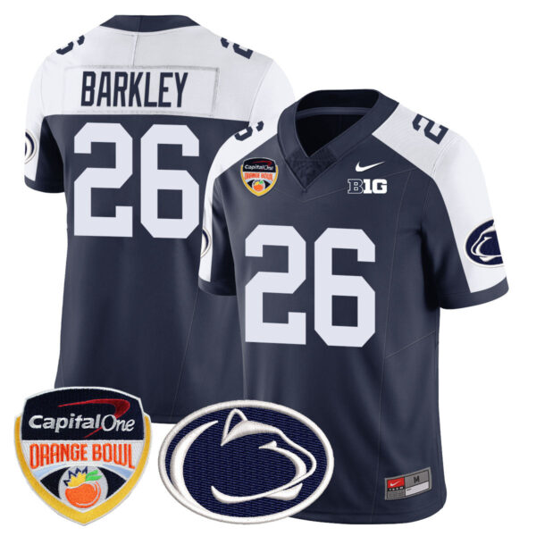 Penn State Nittany Lions 2024 Orange Bowl Jersey – All Stitched – Navy Alternate – Saquon Barkley Jersey