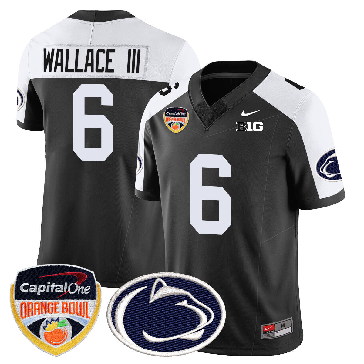 Penn State Nittany Lions 2024 Orange Bowl Jersey – All Stitched – Black Alternate – Harrison Wallace III Jersey