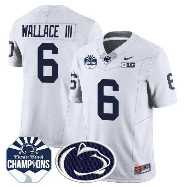 Penn State Nittany Lions 2024 Fiesta Bowl Champions Jersey – All Stitched – White – Harrison Wallace III Jersey