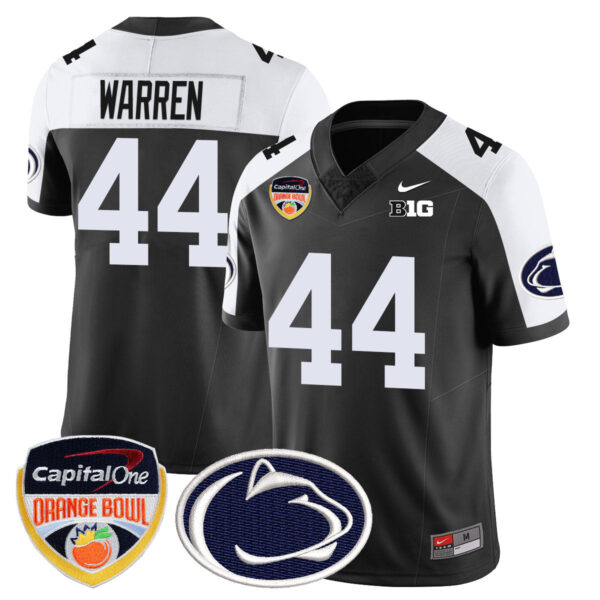 Penn State Nittany Lions 2024 Orange Bowl Jersey – All Stitched – Black Alternate – Tyler Warren Jersey