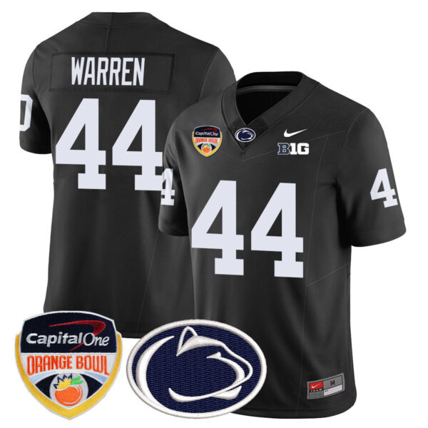 Penn State Nittany Lions 2024 Orange Bowl Jersey – All Stitched – Black – Tyler Warren Jersey