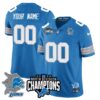 Custom Gender/Name Detroit Lions 2024 NFC North Champions Gold Jersey N2 – All Stitched – Blue Jersey