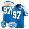 Detroit Lions 2024 NFC North Division Champions Patch Gold Trim Vapor Limited Jersey – All Stitched – Blue Alternate – Hutchinson Jersey