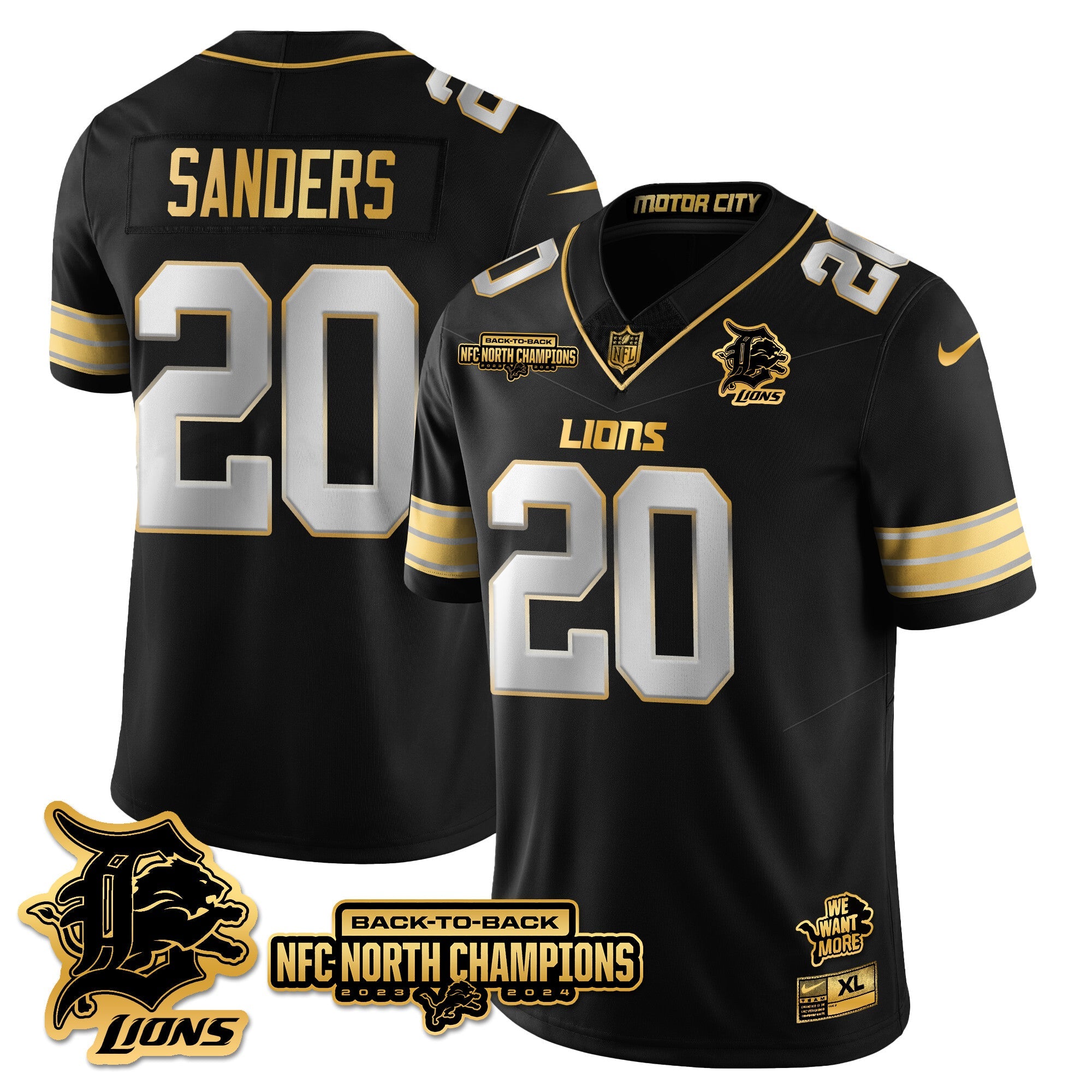 Detroit Lions – Barry Sanders – 20 – Black Limited Jersey