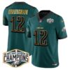 Eagles 2024 NFC East Division Champions Gold Trim Vapor Limited Jersey – All Stitched – Midnight Green – Randall Cunningham Jersey