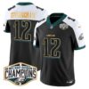 Eagles 2024 NFC East Division Champions Gold Trim Vapor Limited Jersey – All Stitched – Black Alternate – Randall Cunningham Jersey