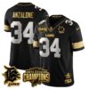 Detroit Lions 2024 NFC North Champions Gold Jersey N2 – All Stitched – Alex Anzalone – 34 – Black Limited Jersey
