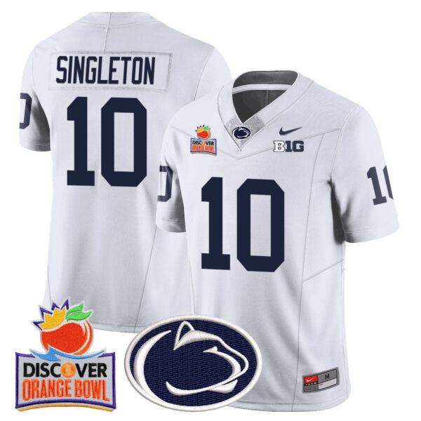 Penn State Nittany Lions 2024 Orange Bowl Jersey N1 – All Stitched – White – Nicholas Singleton Jersey