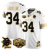 Detroit Lions 2024 NFC North Champions Gold Jersey – All Stitched – Alex Anzalone – 34 – White Gold Jersey