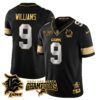 Detroit Lions 2024 NFC North Champions Gold Jersey N1 – All Stitched – Jameson Williams – 9 – Black Limited Jersey