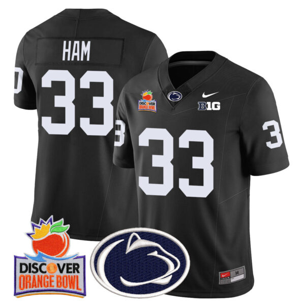 Penn State Nittany Lions 2024 Orange Bowl Jersey N1 – All Stitched – Black – Jack Ham Jersey