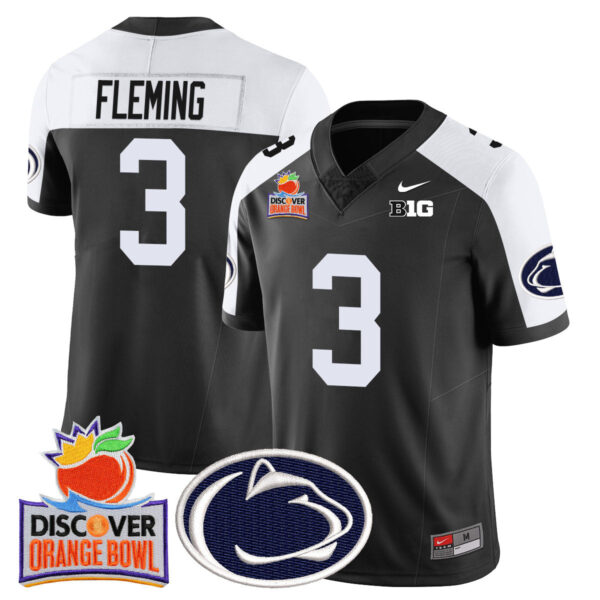 Penn State Nittany Lions 2024 Orange Bowl Jersey N1 – All Stitched – Black Alternate – Julian Fleming Jersey