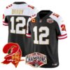 Buccaneers Creamsicle 2024 NFC South Division Champions Patch Gold Trim Vapor Limited Jersey – All Stitched – Black Alternate – Tom Brady Jersey