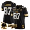 Detroit Lions 2024 NFC North Champions Gold Jersey N1 – All Stitched – Sam LaPorta – 87 – Black Limited Jersey