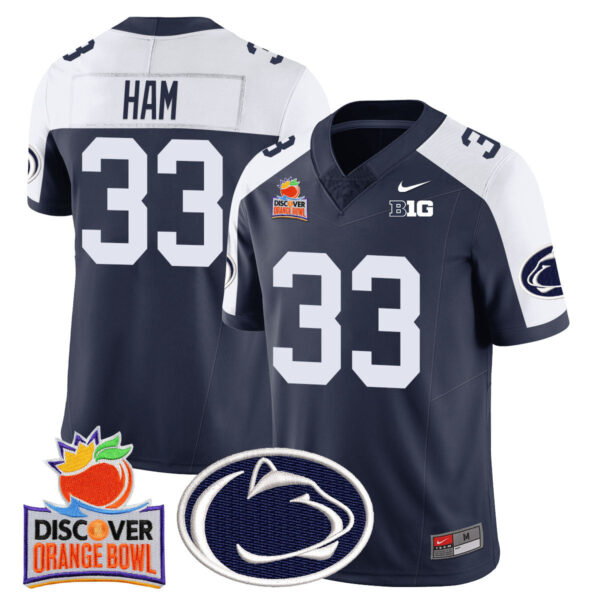 Penn State Nittany Lions 2024 Orange Bowl Jersey N1 – All Stitched – Navy Alternate – Jack Ham Jersey
