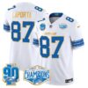 Detroit Lions 2024 NFC North Division Champions Patch Gold Trim Vapor Limited Jersey – All Stitched – White – Sam Laporta Jersey