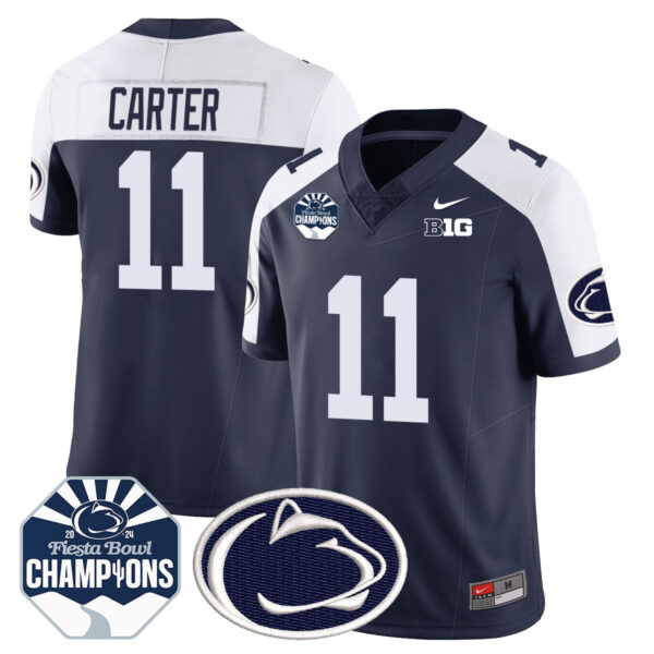 Penn State Nittany Lions 2024 Fiesta Bowl Champions Jersey – All Stitched – Navy Alternate – Abdul Carter Jersey