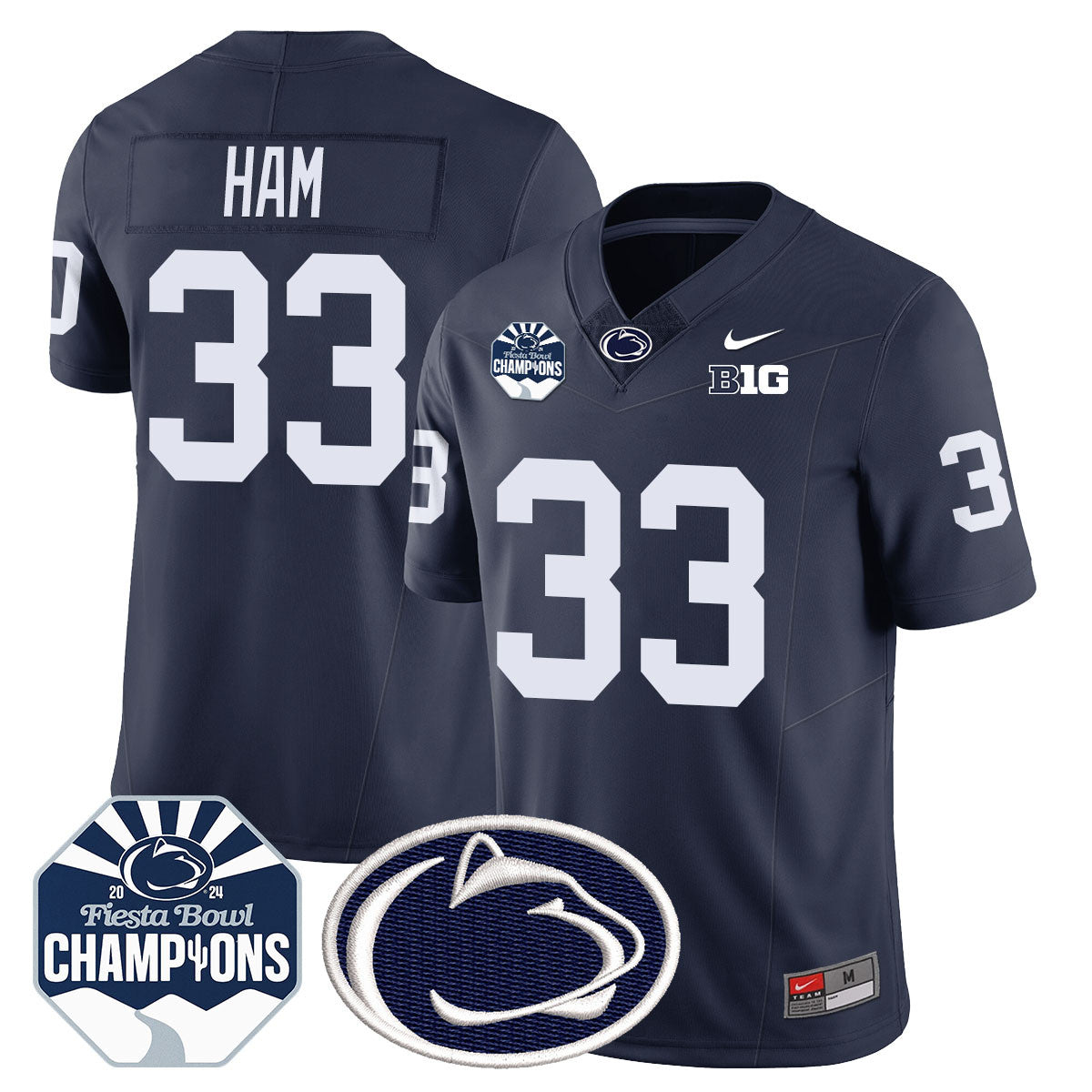 Penn State Nittany Lions 2024 Fiesta Bowl Champions Jersey – All Stitched – Navy – Jack Ham Jersey