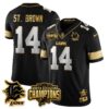 Detroit Lions 2024 NFC North Champions Gold Jersey N2 – All Stitched – Amon-Ra St. Brown – 14 – Black Limited Jersey