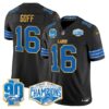 Detroit Lions 2024 NFC North Division Champions Patch Gold Trim Vapor Limited Jersey – All Stitched – Black – Jared Goff Jersey