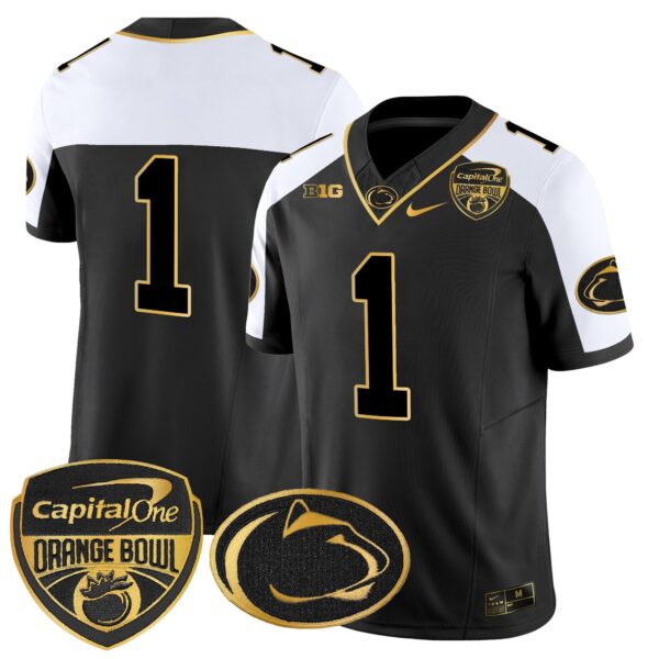Penn State Nittany Lions Orange Bowl Patch Gold Vapor Limited Jersey – All Stitched – Alternate – #1 Team Jersey