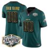 Eagles 2024 NFC East Division Champions Gold Trim Vapor Limited Custom Jersey – All Stitched – Midnight Green Jersey